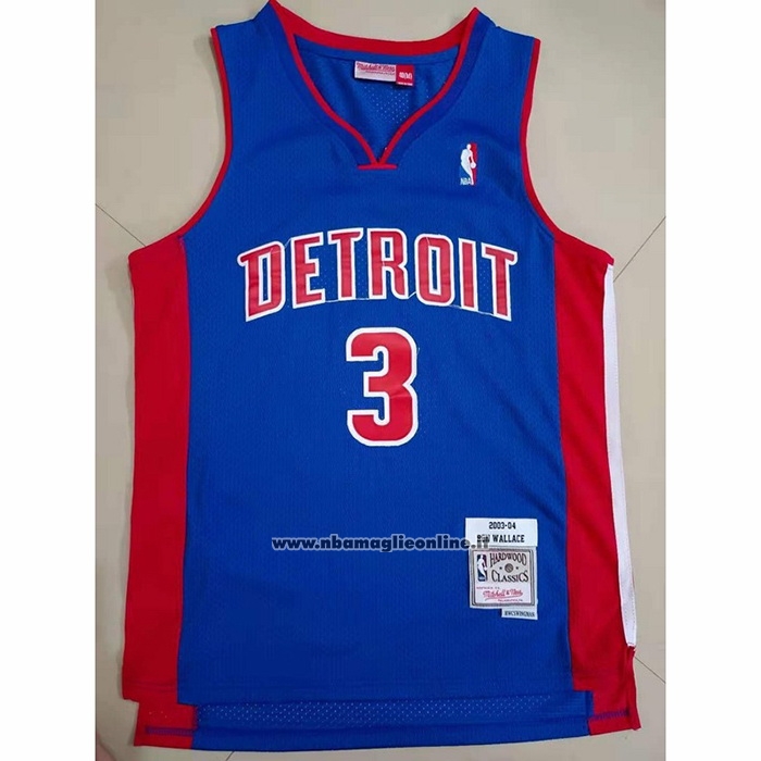 Maglia Detroit Pistons Ben Wallace #3 Mitchell & Ness 2003-04 Blu